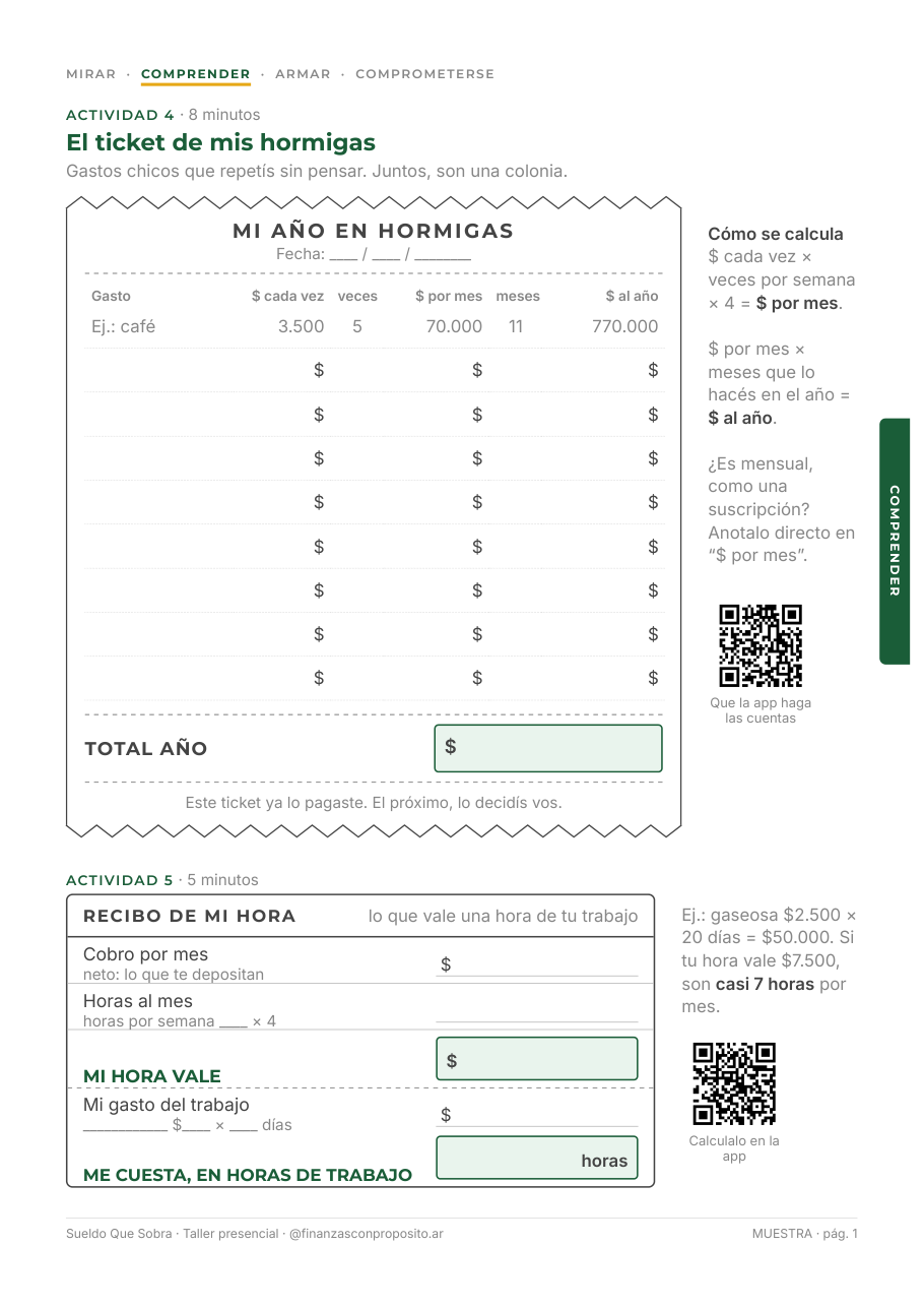 Hoja del cuaderno: el ticket de mis gastos hormiga